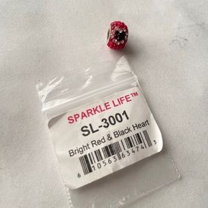Pandora bright red & black heart charm